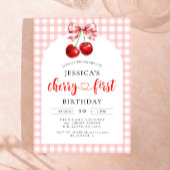 Coquette Cherry First Birthday Red Cherry Birthday Einladung