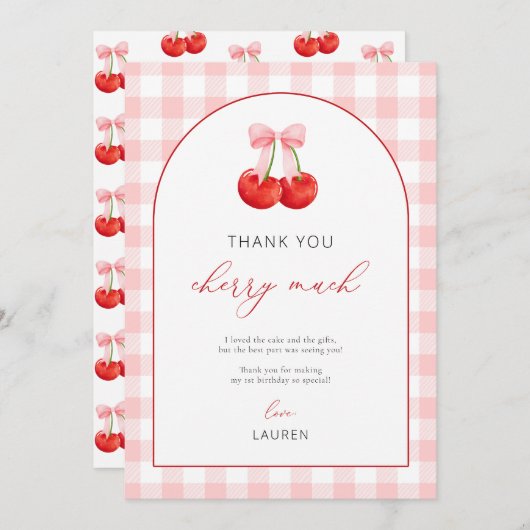 Coquette Cherry Geburtstag Dankeskarte (Vorne/Hinten)
