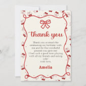 Coquette Cherry Girl Birthday Danke Karte (Vorderseite)