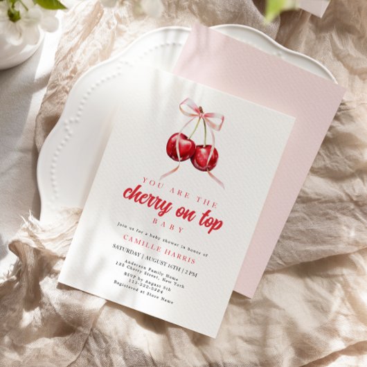 Coquette Cherry Girl Kinderdusche Einladung