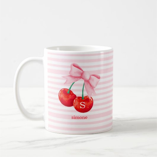 Coquette Cherry mit rosa Bow Kaffeetasse (Links)