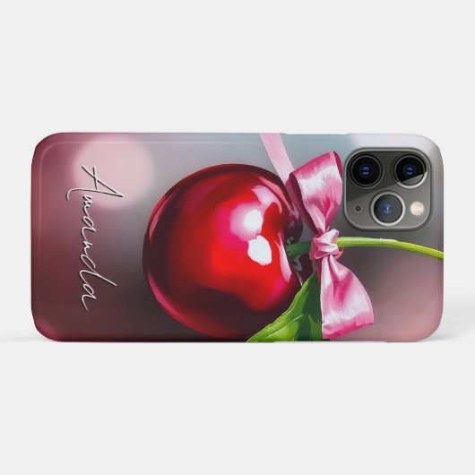 Coquette Cherry mit rosa Bow und Leaf Case-Mate iPhone Hülle (Rückseite (Horizontal))