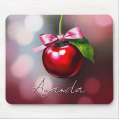 Coquette Cherry mit rosa Bow und Leaf Mousepad (Vorne)