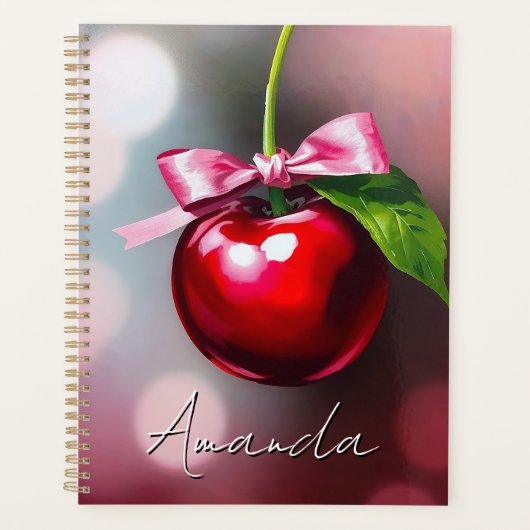 Coquette Cherry mit rosa Bow und Leaf Planer (Vorderseite)