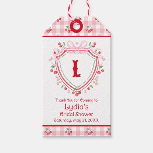 Coquette Cherry Monogam Brautparty Geschenkanhänger (Vorderseite)