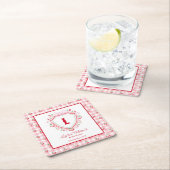 Coquette Cherry Monogam Brautparty Rechteckiger Pappuntersetzer (Vor Ort)