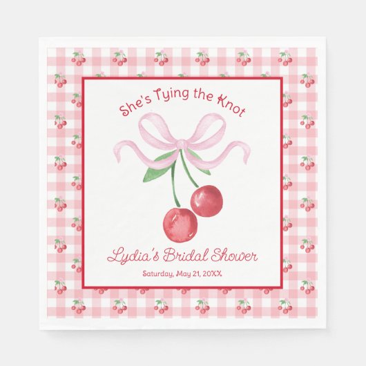 Coquette Cherry Monogam Brautparty Serviette (Vorderseite)