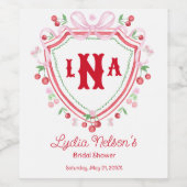 Coquette Cherry Monogam Brautparty Weinetikett (Einzelnes Label)