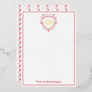 Coquette Cherry Monogram Wappen Brautparty Folieneinladung