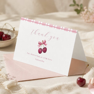 Coquette Cherry On Top Baby Shower Dankeskarten