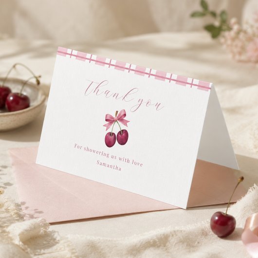 Coquette Cherry On Top Baby Shower Dankeskarten