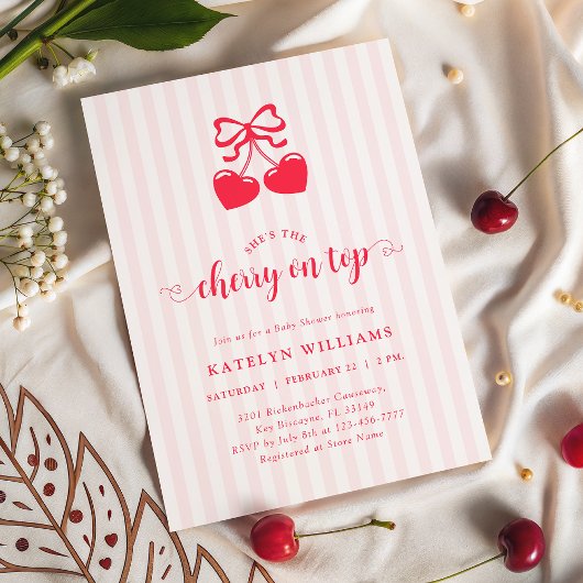 Coquette Cherry On Top Baby Shower Einladung