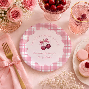 Coquette Cherry On Top Baby Shower  Pappteller
