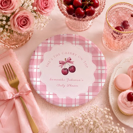 Coquette Cherry On Top Baby Shower  Pappteller