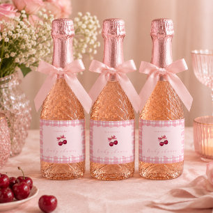Coquette Cherry On Top Baby Shower Schaumweinetikett