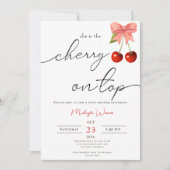 Coquette Cherry on Top cherry Baby Girl Dusche Einladung (Vorderseite)