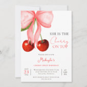 Coquette Cherry on Top Girl Birthday Invitation Einladung (Vorderseite)