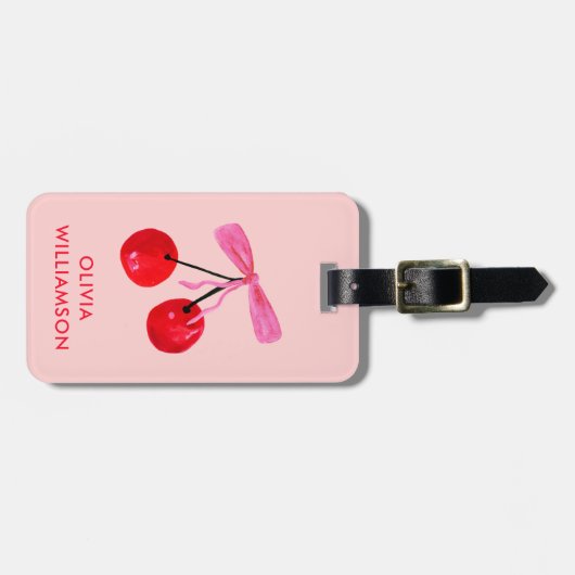 Coquette Cherry & Pink Bow Gepäckanhänger (Vorderseite horizontal)