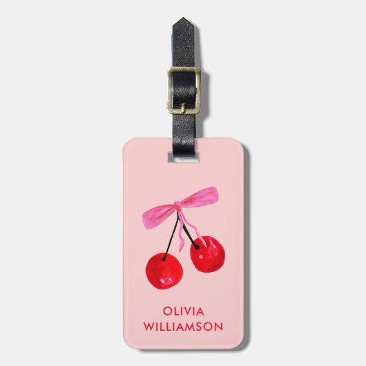 Coquette Cherry & Pink Bow Gepäckanhänger (Vorderseite vertikal)