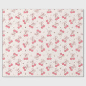 Coquette Cherry Pink Bow Girly Wrapping Paper Roll Geschenkpapier (Flach)