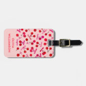 Coquette Cherry & Pink Bow Muster Gepäckanhänger (Vorderseite horizontal)