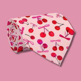 Coquette Cherry & Pink Bow Muster Krawatte