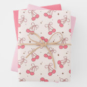 Coquette Cherry Pink Bow Wrapping Paper Sheet Set Geschenkpapier Set (Beispiel)