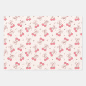 Coquette Cherry Pink Bow Wrapping Paper Sheet Set Geschenkpapier Set (Vorderseite)