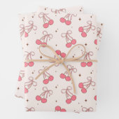 Coquette Cherry Pink Bow Wrapping Paper Sheet Set Geschenkpapier Set (Beispiel)