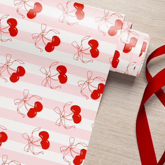 Coquette Cherry Pink Wrapping Paper Geschenkpapier