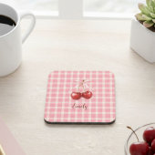 Coquette Cherry Red Bows Hardboard Coaster  Getränkeuntersetzer
