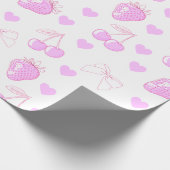 Coquette Cherry & Strawberry Muster Geschenkpapier (Ecke)