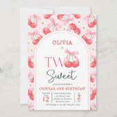 Coquette Cherry Two Sweet 2. Geburtstag Party Einladung (Vorderseite)
