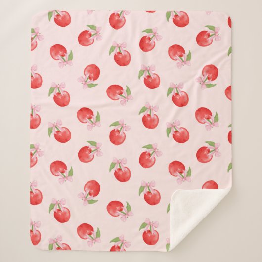 Coquette Cherry und Bow Sherpa Blanket Sherpadecke (Vorderseite)