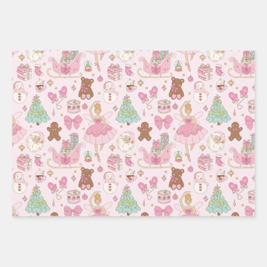 Coquette Christmas Ballerina Geschenkpapier Set (Vorderseite)