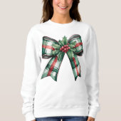 Coquette Christmas Bow Holly Verlasst Tartan Karie Sweatshirt (Vorderseite)