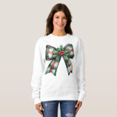 Coquette Christmas Bow Holly Verlasst Tartan Karie Sweatshirt (Vorne ganz)