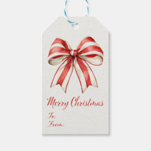 Coquette Christmas Bow Red White Candy Cane Strip Geschenkanhänger