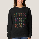 Coquette Christmas Bows Collage Red Green Blue Pla Sweatshirt<br><div class="desc">Coquette Christmas Bows Collage Red Green Blue Kariert</div>