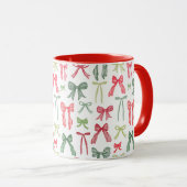 Coquette Christmas Bows Mug – Vintage Red & Green Tasse (VorderseiteRechts)