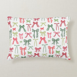 Coquette Christmas Bows Pillow Sleeve Red Green Dekokissen