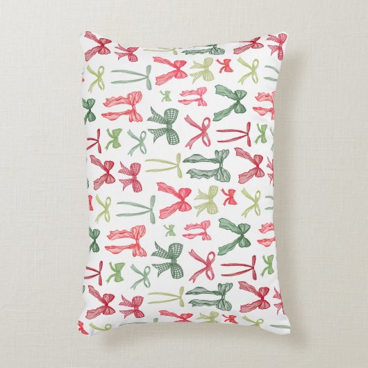 Coquette Christmas Bows Pillow Sleeve Red Green Dekokissen (Vorderseite(Vertikal))