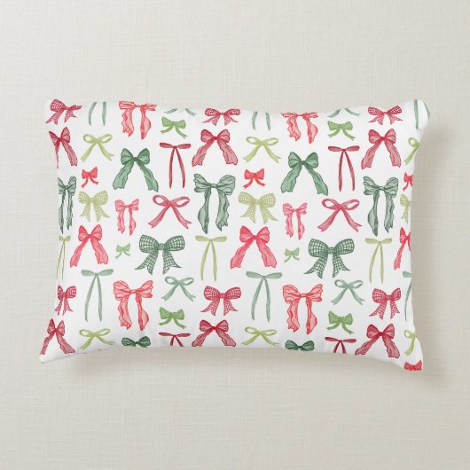 Coquette Christmas Bows Pillow Sleeve Red Green Dekokissen (Rückseite)