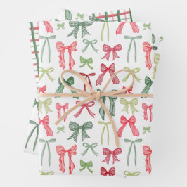 Coquette Christmas Bows Wrapping Paper Red & Green Geschenkpapier Set