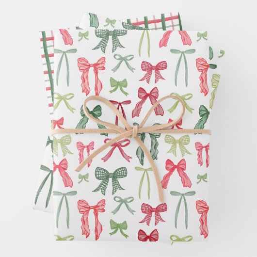 Coquette Christmas Bows Wrapping Paper Red & Green Geschenkpapier Set (Beispiel)