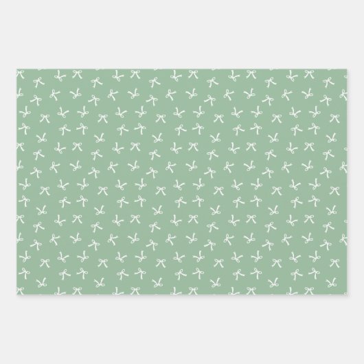 Coquette Christmas Bows Wrapping Paper Red & Green Geschenkpapier Set (Vorderseite 3)