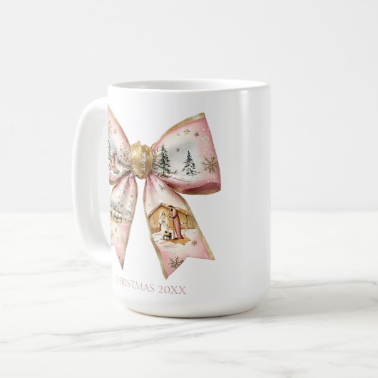 Coquette Christmas Nativity Bow Kaffeetasse (Vorderseite Links)