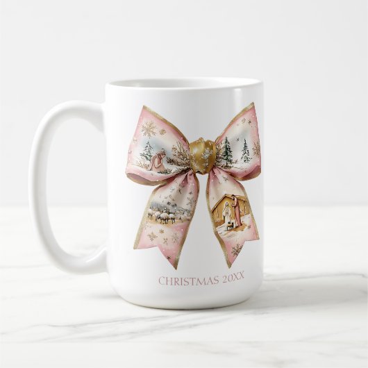 Coquette Christmas Nativity Bow Kaffeetasse (Links)