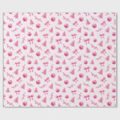 Coquette Christmas Pink Ornaments and Bows Geschenkpapier (Flach)