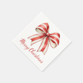 Coquette Christmas Red & White Candy Cane Bow Serviette (Ecke)